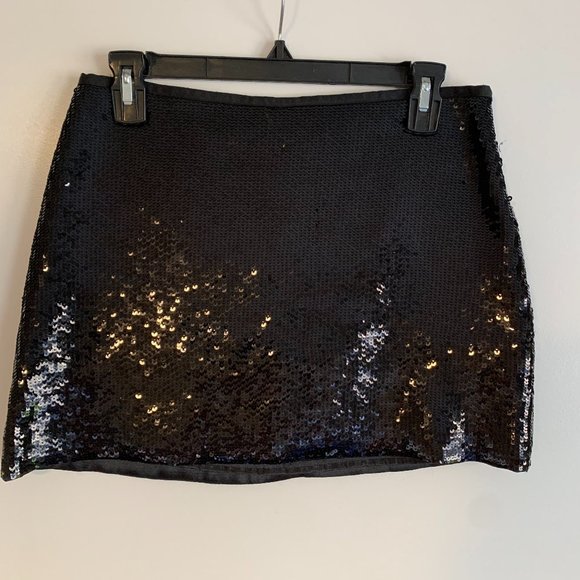 Theory Black Sequined Mini Skirt - Picture 1 of 3